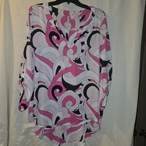 Stylish Women's Pink and Black Patterned Top